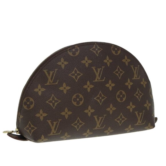 LOUIS VUITTON Monogram Trousse Demi Ronde Cosmetic Pouch LV Auth - Picture 1 of 16